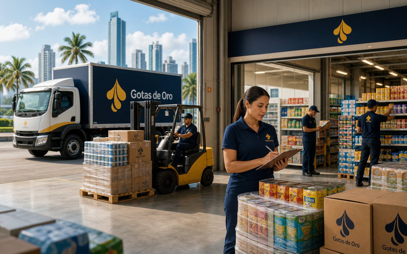 Equipo de Gotas de Oro trabajando en operación logística